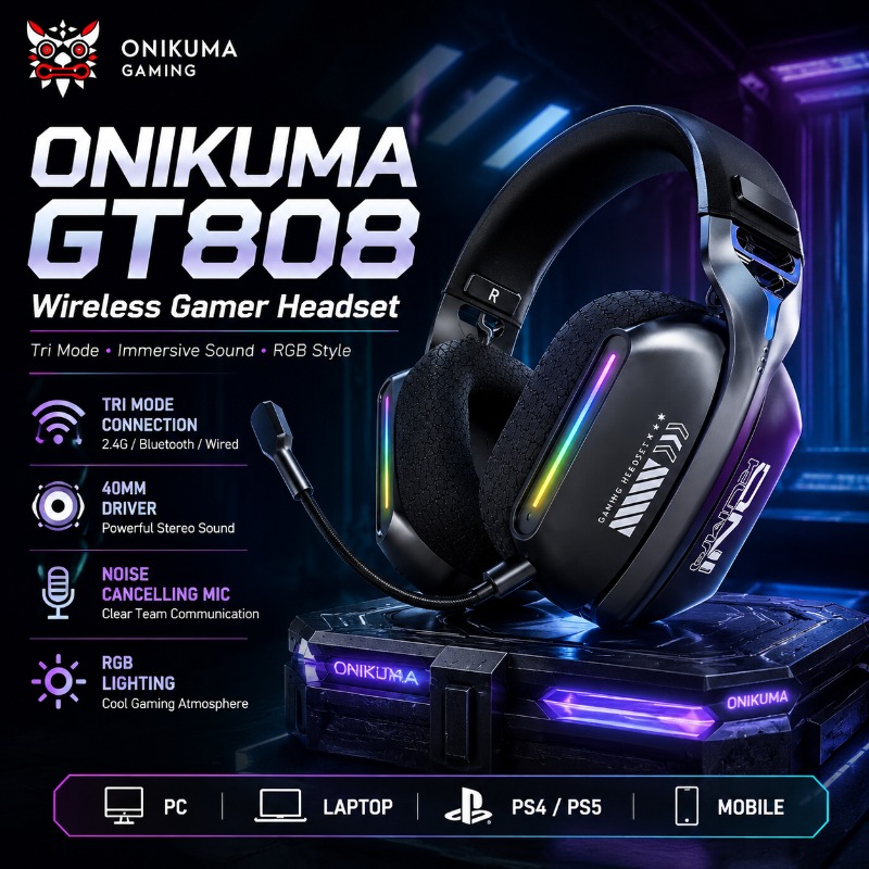 Pc Gaming Apple - ONIKUMA GT808 Wireless Gaming Headset Tri