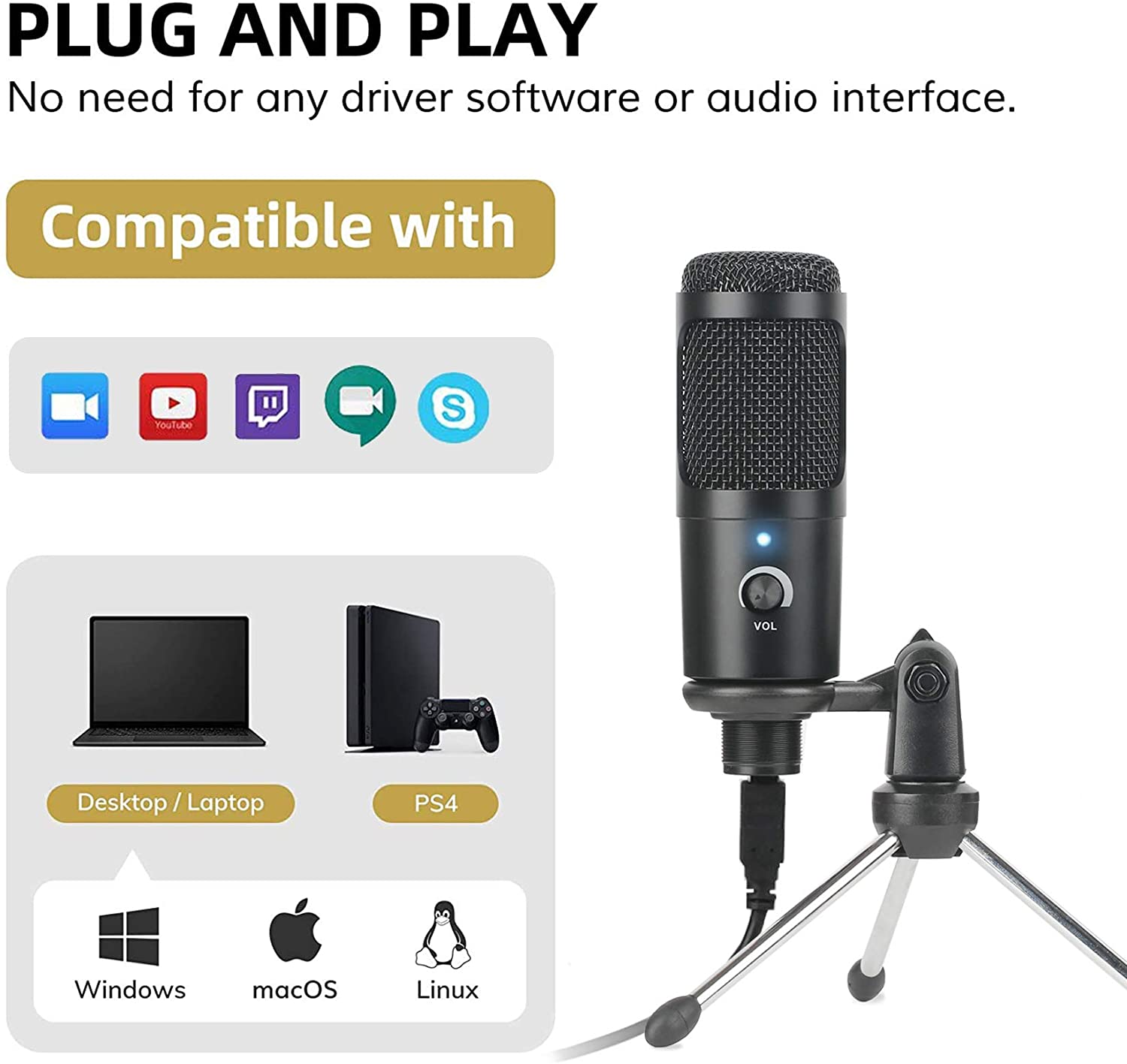 USB Condenser Microphone Recor - Pc Gaming Youtubers ulasan dan harga