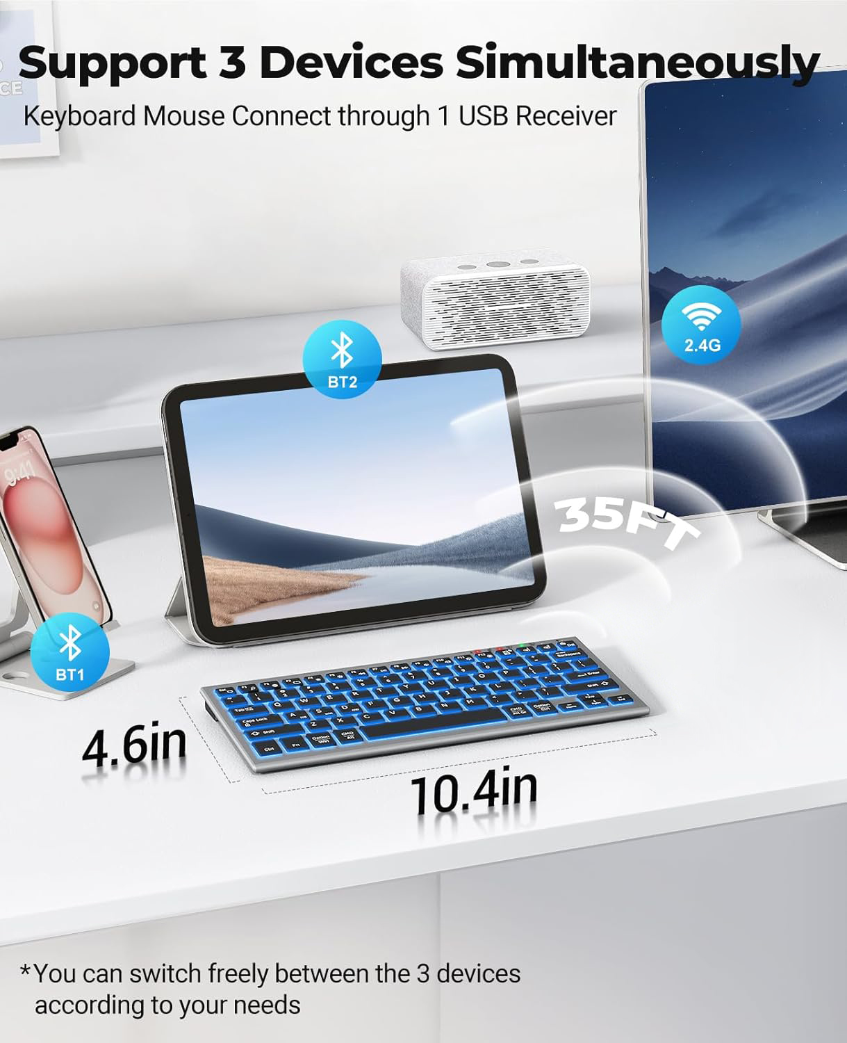 JOMAA Bluetooth Wireless Keybo - Pc Gaming Windows 7 ulasan dan harga